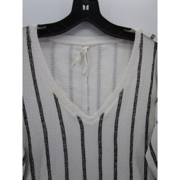 Anthropologie Top Small White Pullover Boho Striped Raglan V-Neck - Picture 2 of 11